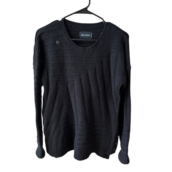 Zadig & Voltaire Alpaca Wool Blend Sweater Size SM Black Minimal Neutral Winter - Picture 11 of 11